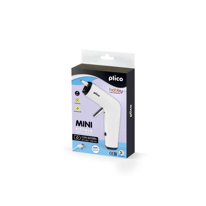 Plico Pistola Termofusible Mini Con Batería 10W Ø8 mm Baja Temperatura
