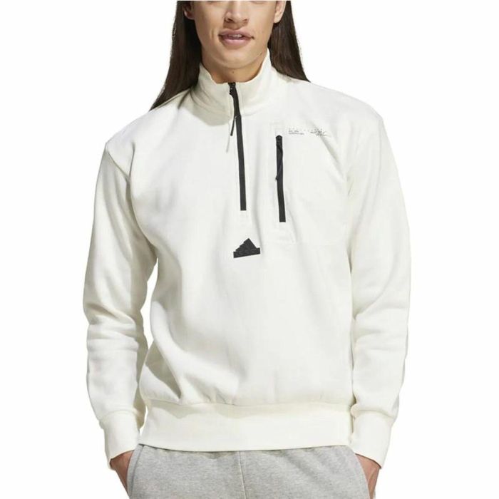 Sudadera sin Capucha Hombre Adidas City Es e Fleece Half-Zip Blanco XXL 5