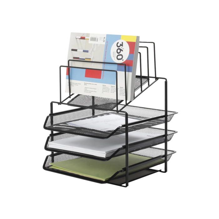 Q-connect KF17296 Bandeja Clasificadora de Sobres Metálica Rejilla Negra 3 Bandejas 300x350x420 mm 1