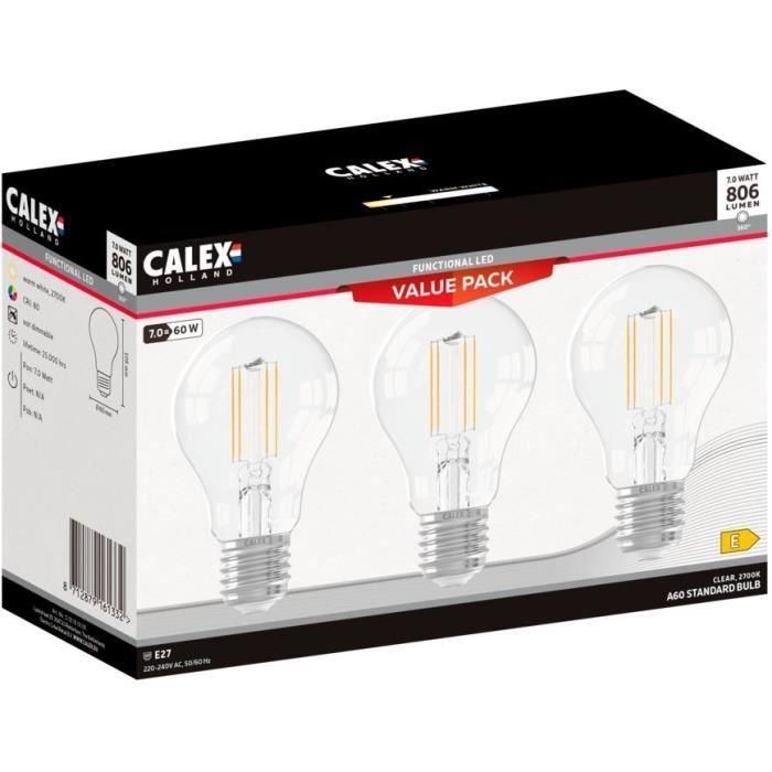Bombilla LED E27 - CALEX - ESTÁNDAR A60 - Filamento recto - 7 W - 806 lm - 2700 K - Regulable - Transparente 4 Bombilla LED E27 - CALEX - ESTÁNDAR A60 - Filamento recto - 7 W - 806 lm - 2700 K - Regulable - Transparente 4
