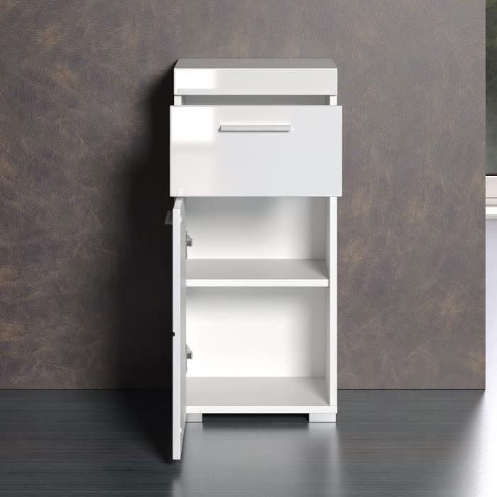 Mueble bajo de baño AMANDA - 1 puerta + 1 cajón - L37 x P31 x H79 cm - Blanco - TRENDTEAM 4 Mueble bajo de baño AMANDA - 1 puerta + 1 cajón - L37 x P31 x H79 cm - Blanco - TRENDTEAM 4