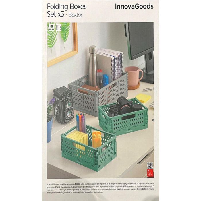 Set de 3 Cajas Organizadoras Plegables y Apilables Boxtor InnovaGoods 1 Set de 3 Cajas Organizadoras Plegables y Apilables Boxtor InnovaGoods 1