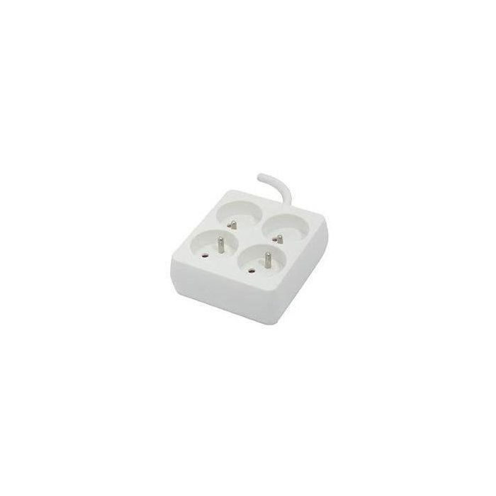 Chacon Bloque Regleta Eléctrica Cuadrada 4 Tomas 16A, Cable 1.5m 3x1.5mm², 3500W 230V - Blanco 2