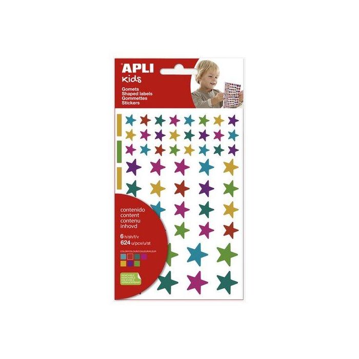 Apli Gomets Estrellas Removibles Multicolor 624 Unidades 6 Hojas Surtidos