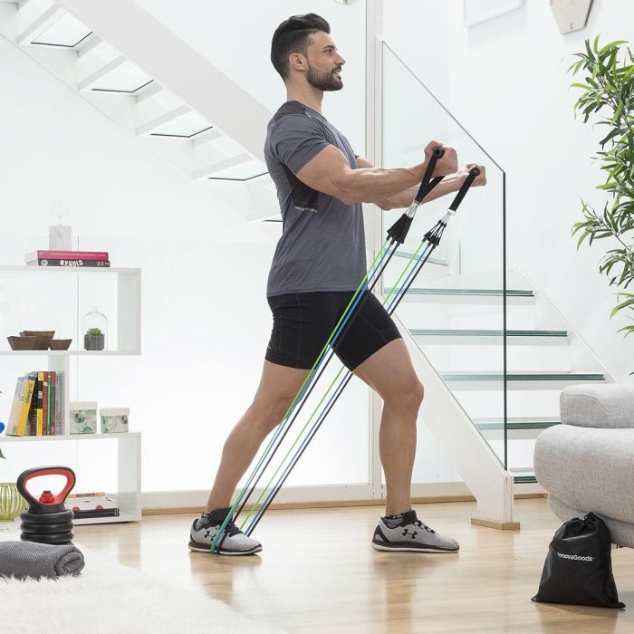 Set de Bandas de Resistencia con Accesorios y Guía de Ejercicios Tribainer InnovaGoods 3 Unidades 15