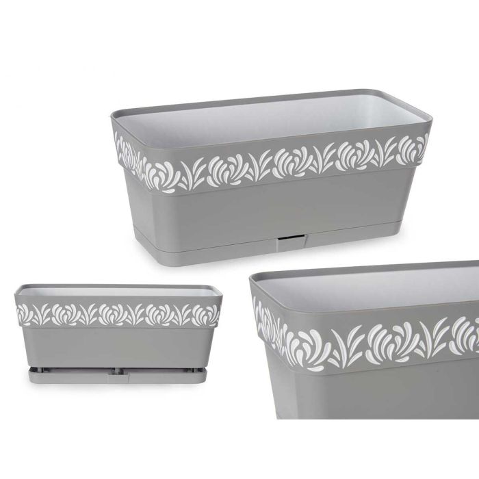 Stefanplast Jardinera de plástico Gaia Gris 30 cm, 13.3x12.3x29.3 cm, 2.75 L con reserva de agua (12 Unidades)