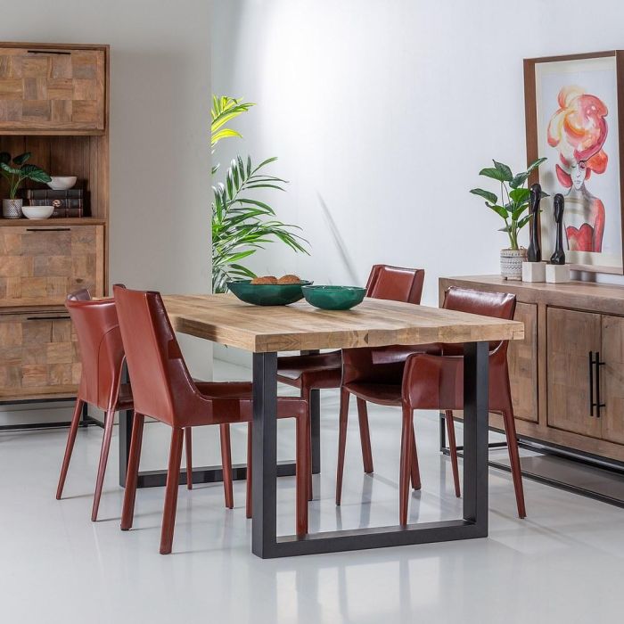 Mesa Comedor Natural-Negro 180 X 90 X 76 cm