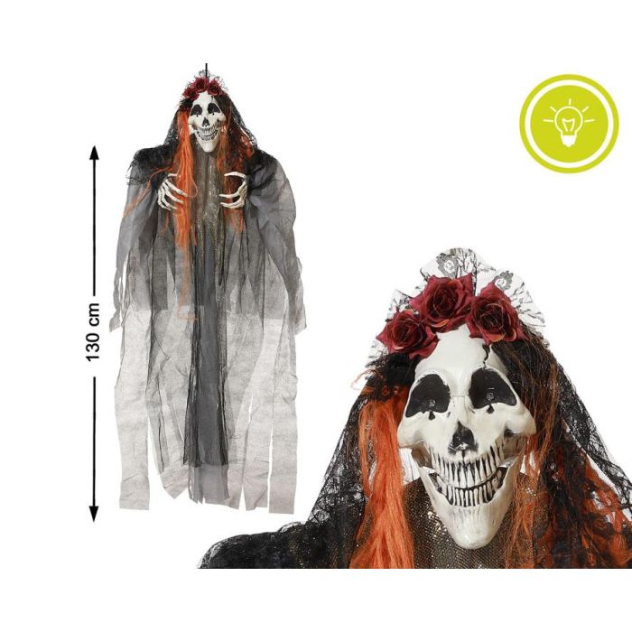 Esqueleto Colgante 130 cm Con Luz Para Decoración Tenebrosa De Halloween