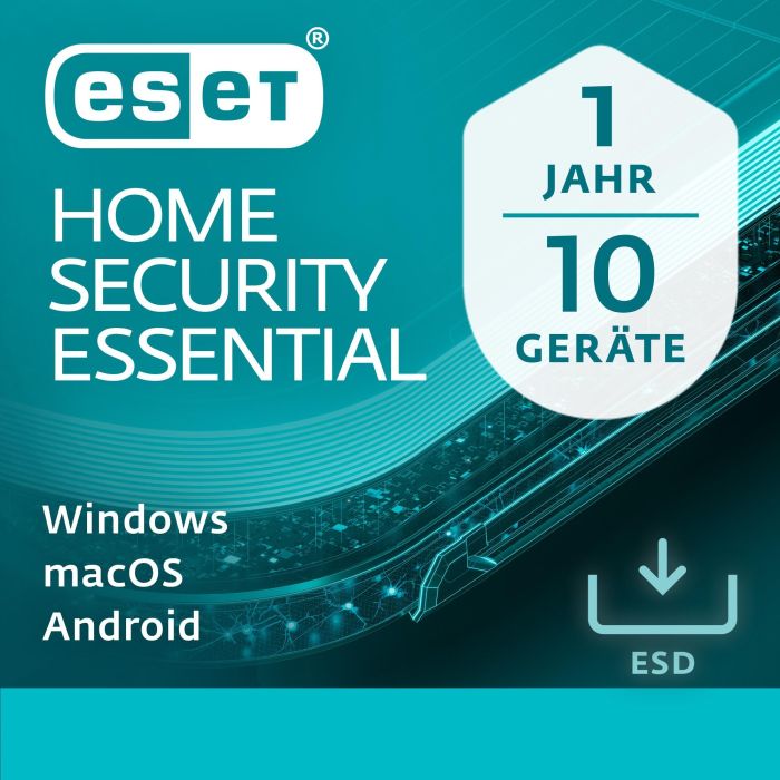 ESET Home Security Essential - Protección Antivirus y Antimalware para 10 Usuarios, Licencia de 1 Año - Descarga Digital ESD