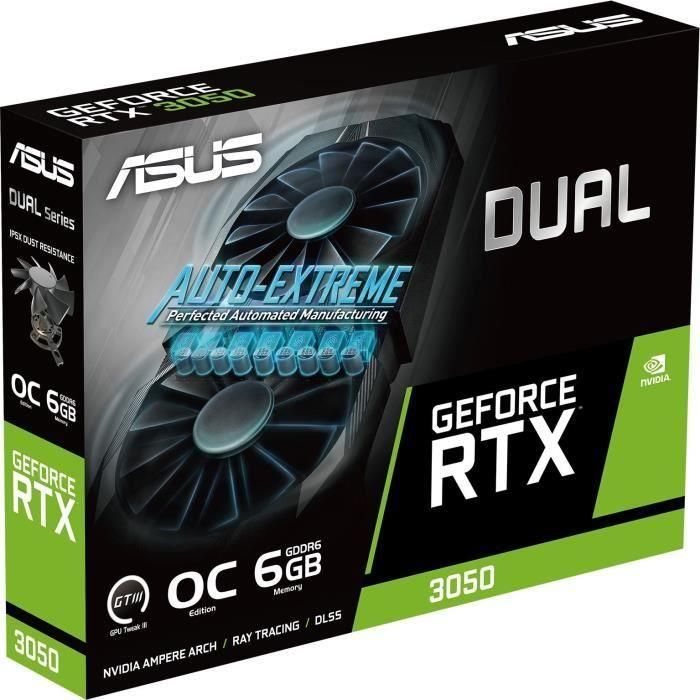 Asus Dual GeForce RTX 3050 6GB GDDR6 96bit PCIe 4.0 2xHDMI 2.1/DisplayPort 1.4a - 90YV0K60-M0NA00 3