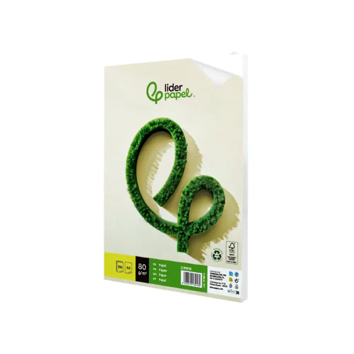 Liderpapel Papel A4 80g/m2 Reciclado Liso Paquete de 100 Hojas 3
