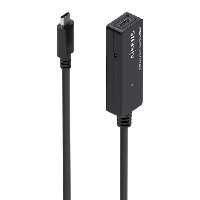 Cable Alargador USB 3.2 con Amplificador Aisens A107-0869/ USB Tipo-C Macho - USB Tipo-C Hembra/ Hasta 100W/ 20Gbps/ 5m/ Negro Cable Alargador USB 3.2 con Amplificador Aisens A107-0869/ USB Tipo-C Macho - USB Tipo-C Hembra/ Hasta 100W/ 20Gbps/ 5m/ Negro