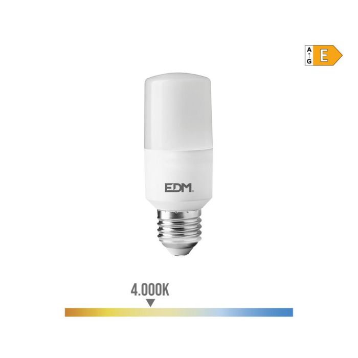 Edm Bombilla tubular LED E27 10W 1100lm 4000K luz día Ø4x10.7cm Clase E 0 Edm Bombilla tubular LED E27 10W 1100lm 4000K luz día Ø4x10.7cm Clase E 0
