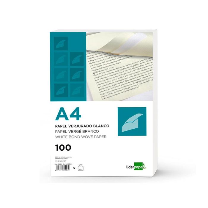 Papel Verjurado Liderpapel A4 90 gr-M2 Crema Paquete De 100 Hojas 1