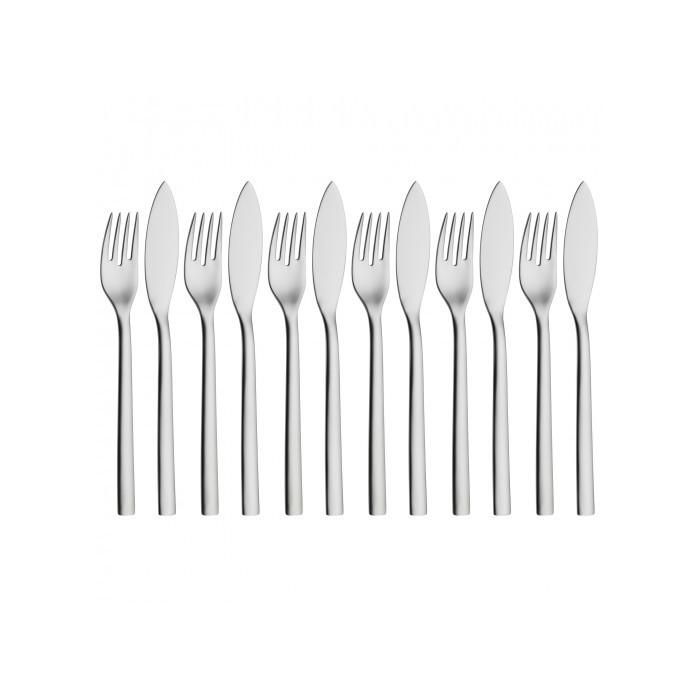 WMF 1291506046 Set de Cubiertos de Pescado Nuova, Acero Inoxidable Cromargan, 12 Piezas