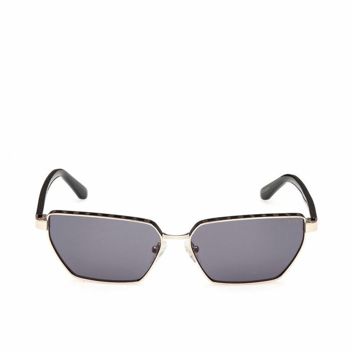 GUESS GU00106 05A Gafas de Sol para Mujer con Montura Metálica Rectangular Color Negro y Lentes en Tonalidad Gris Humo de 59 mm