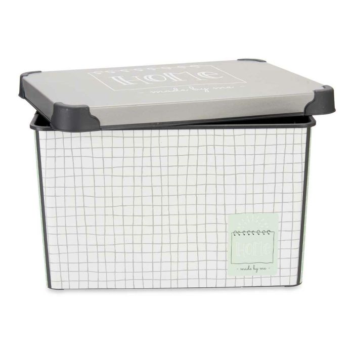 Caja de Almacenaje con Tapa Kipit Home Gris Plástico Cuadriculado 17 L 28 x 22 x 37 cm (12 Unidades) 1 Caja de Almacenaje con Tapa Kipit Home Gris Plástico Cuadriculado 17 L 28 x 22 x 37 cm (12 Unidades) 1