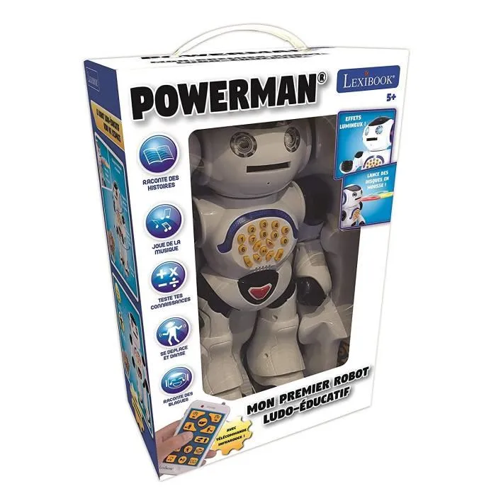 Lexibook Powerman Robot Educativo Interactivo para Jugar y Aprender Bailar Musica Pruebas Educativas Lanzador de Discos para Niños a partir de 4 Años 5