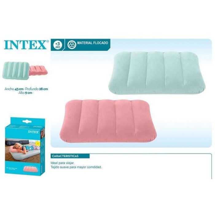 Intex Almohada Flocada PVC Rayon 43x28x9cm Colores Surtidos 4