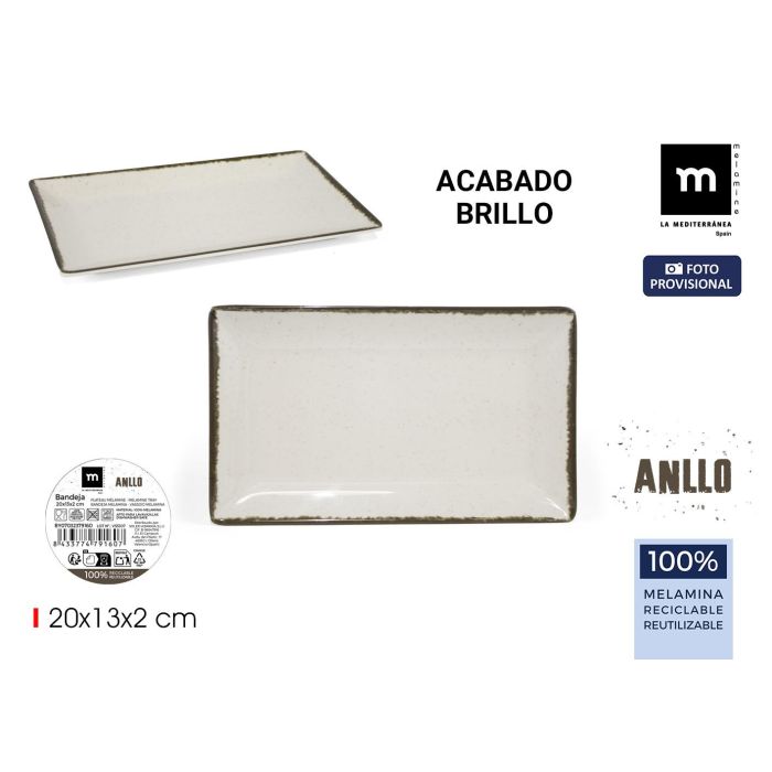 Inde Bandeja de Melamina Brillo Anllo 20 x 13 x 2 cm (24 Unidades) 0 Inde Bandeja de Melamina Brillo Anllo 20 x 13 x 2 cm (24 Unidades) 0
