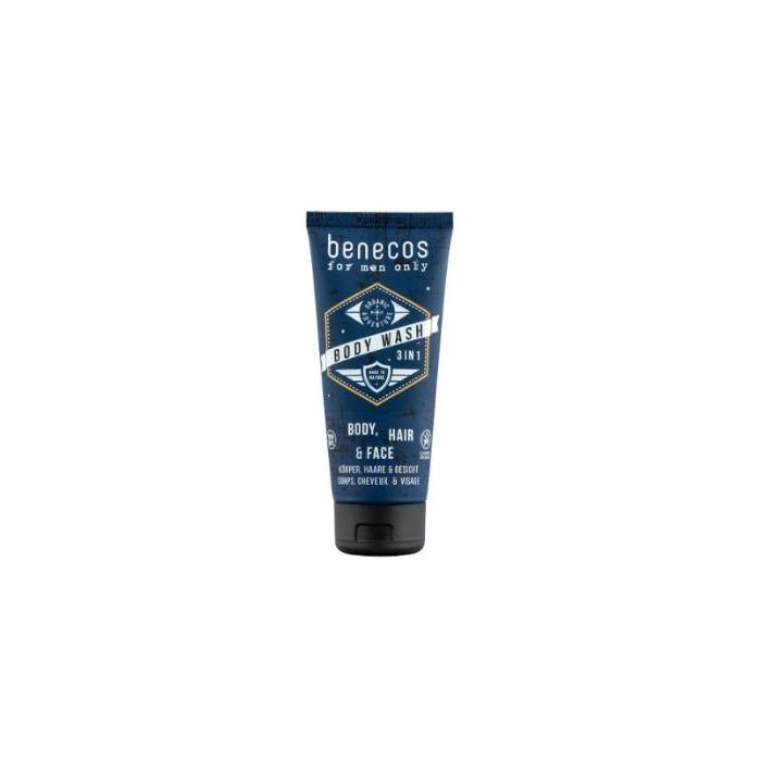 BENECOS Body Wash 3 en 1 para Hombre, Gel para Cuerpo, Rostro y Cabello, Vegano, 200 ml