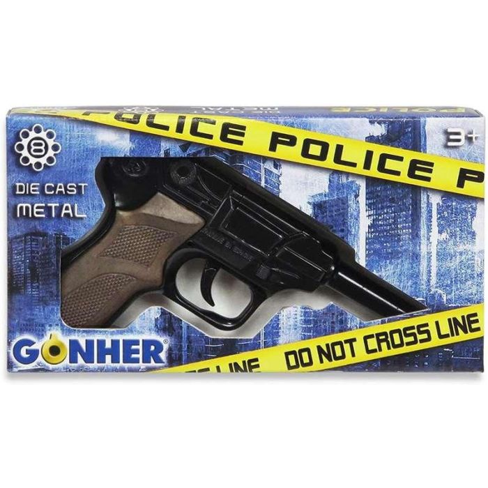 Pistola policia 8 tiros en negro 17x12x3 cm 2 Pistola policia 8 tiros en negro 17x12x3 cm 2