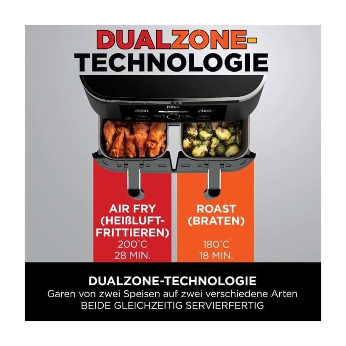Ninja AF200EU Freidora de Aire Caliente Dual Zone 7.6 L (1.6 kg), Negro 10 Ninja AF200EU Freidora de Aire Caliente Dual Zone 7.6 L (1.6 kg), Negro 10