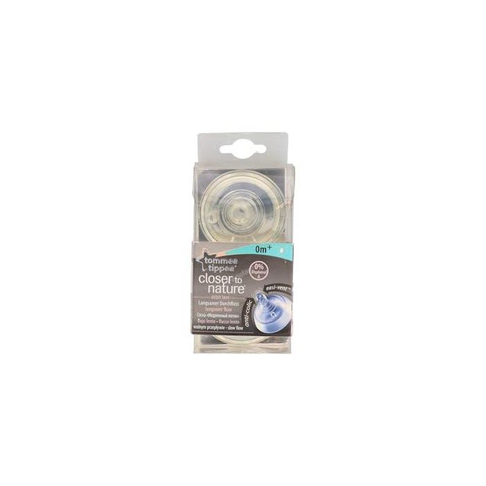Tommee Tippee Tetina Ctn B/Ancha Sili Redon Flu Lent +0 M 2