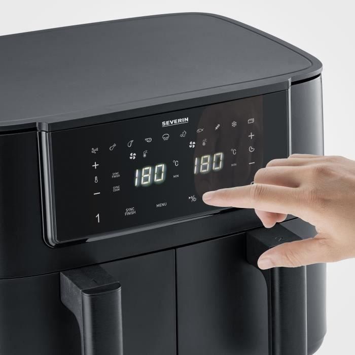 Severin AAATN60221 Freidora de aire de doble tanque de 8L y 2600W con 10 programas 1