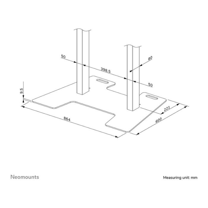Newstar AFP-875WH Placa de Suelo Atornillable Blanco Acero - Compatible con FL55-875WH1 y WL55-875WH1, 864x600x9.5 mm