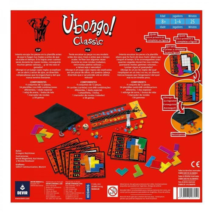 Devir Juego de Mesa Ubongo Versión Trilingüe - 2 a 4 Jugadores, 30 Minutos, Edad 8+ 5 Devir Juego de Mesa Ubongo Versión Trilingüe - 2 a 4 Jugadores, 30 Minutos, Edad 8+ 5