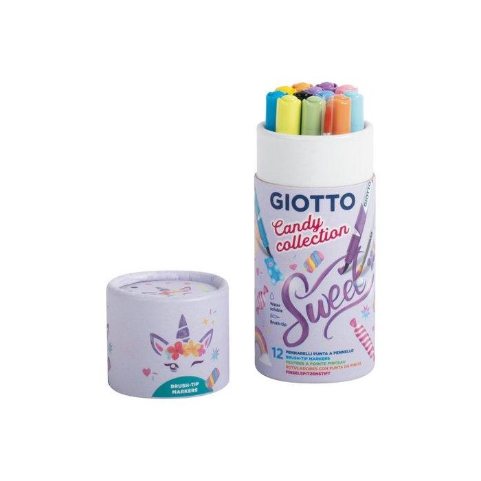Rotulador Fibra Giotto Turbo Soft Brush Candy Collection Estuche De 12 (Set de 4)