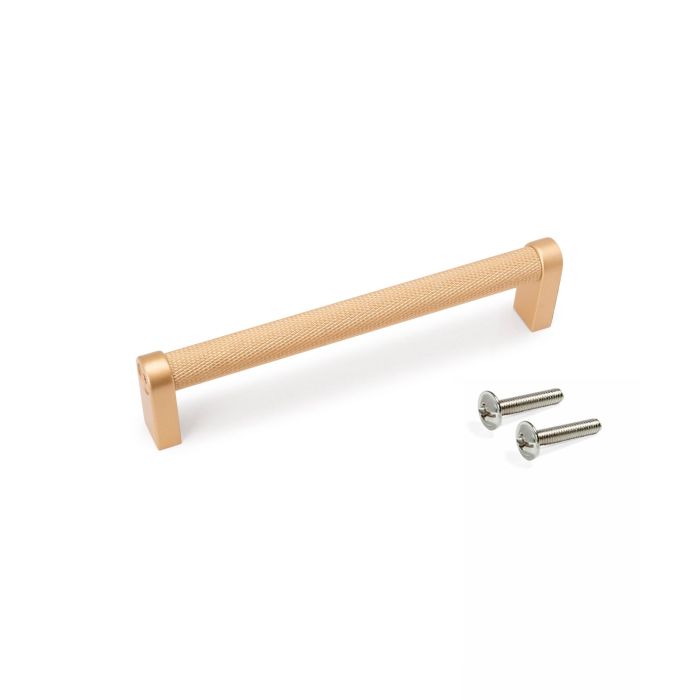 Emuca Lote de 5 tiradores para mueble Bergen, L141mm, intereje 128mm, Aluminio, Pintado oro 3