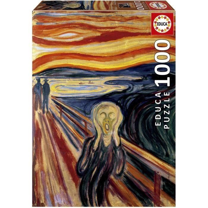 Educa Puzzle 1000 piezas El Grito de Edvard Munch | Rompecabezas para adultos y jóvenes | Edad 14+ | Incluye cola FIX PUZZLE | Material Cartón