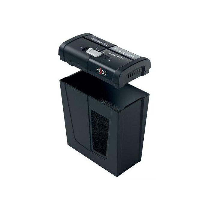 Rexel Secure S5 EU Destructora de Documentos 5 Hojas Tiras P-2 Papelera 10L Para Grapas, Clips y Tarjetas