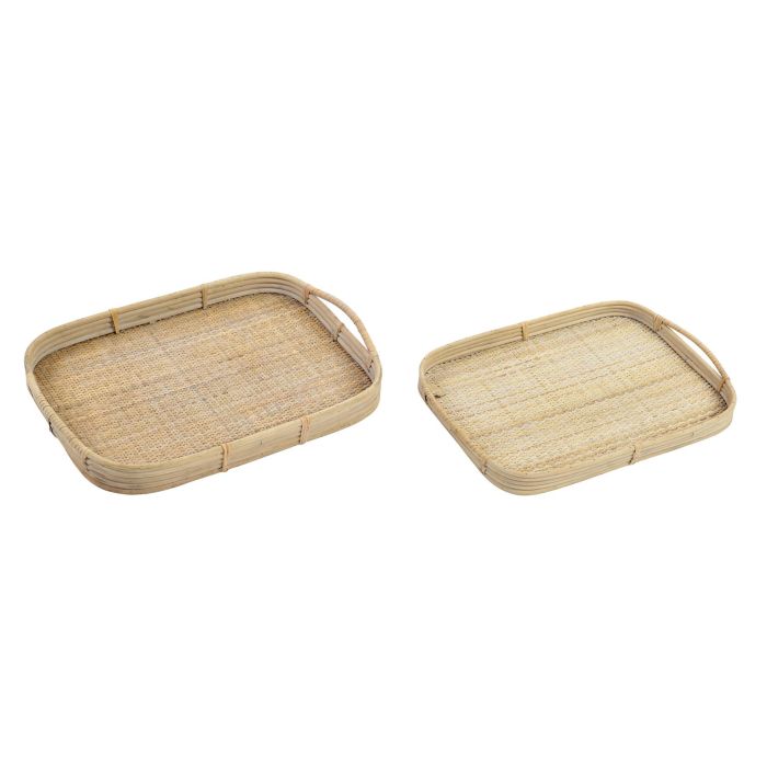 DKD Home Decor Bandeja Balines de Ratan Marron - Set de 2, 36x5.5x56 cm