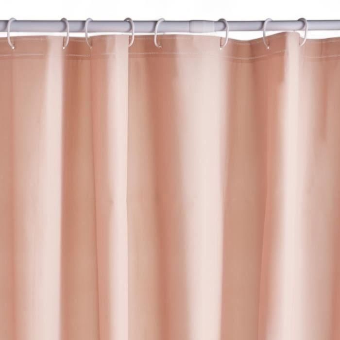 Cortina de ducha con diseño de gofres - Rosa - PEVA - 180 x 200 cm - 12 ganchos - UTILITY - TODAY Cortina de ducha con diseño de gofres - Rosa - PEVA - 180 x 200 cm - 12 ganchos - UTILITY - TODAY