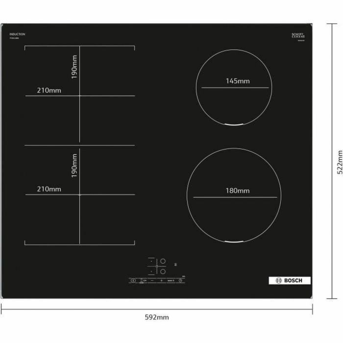 Placa de inducción BOSCH SER4 4 fuegos 6900 W 59,2 x 52,2 cm PVS611BB6H Negro 2