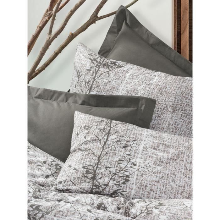 Juego de cama - 1 funda nórdica 220x240 cm + 2 fundas de almohada 60x60 cm - 100% algodón - Marrón 1 Juego de cama - 1 funda nórdica 220x240 cm + 2 fundas de almohada 60x60 cm - 100% algodón - Marrón 1
