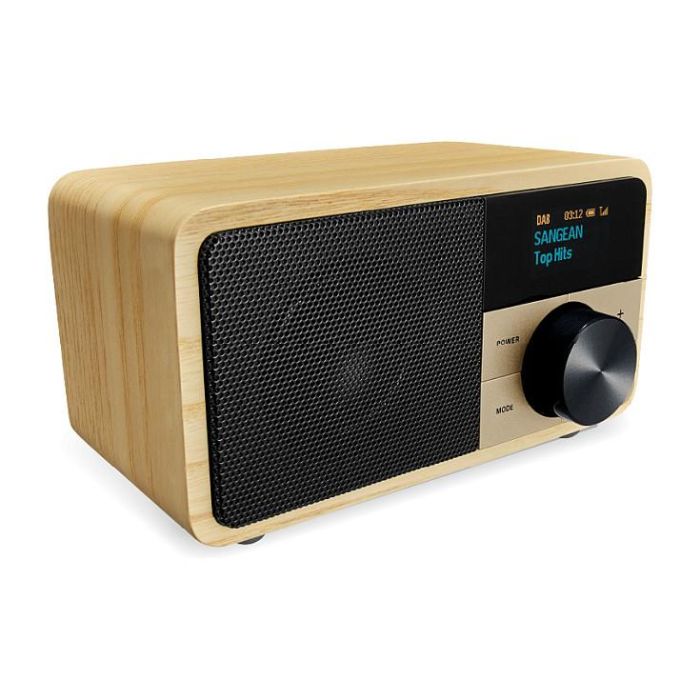 Sangean DDR-7 Radio Digital Personal de Madera Natural, DAB+, FM, Bluetooth 5.0, Pantalla OLED, 8W, Batería Recargable