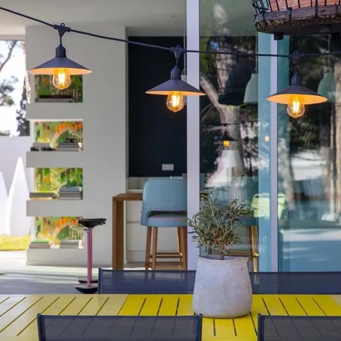 Lumisky VINTY LIGHT SOLAR Guirnalda de luz solar para exterior - 6 m - 10 bombillas LED de filamento blanco cálido 1