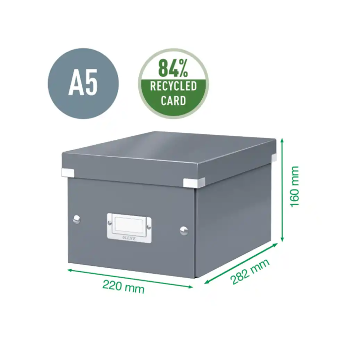 Caja Para Almacenamiento Leitz Click&Store 85% Carton Reciclado 7 Litros Pequeña 216X160X282 Mm Blanco 2