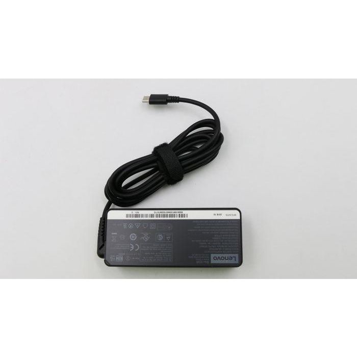 Lenovo 65W AC adapter with USB Type-C interface, 20V output, compatible with various Lenovo laptops and devices. 1