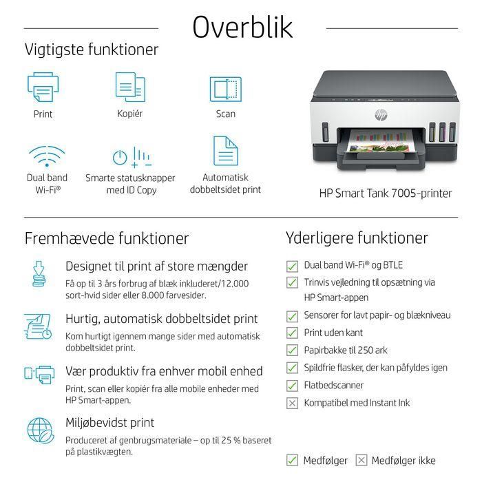 HP Smart Tank 7005 Multifunción Color A4 Dúplex de Inyección de Tinta con Wi-Fi, Bluetooth y Sistema de Tinta Recargable de Alta Capacidad (Impresión, Copia, Escaneado) 20