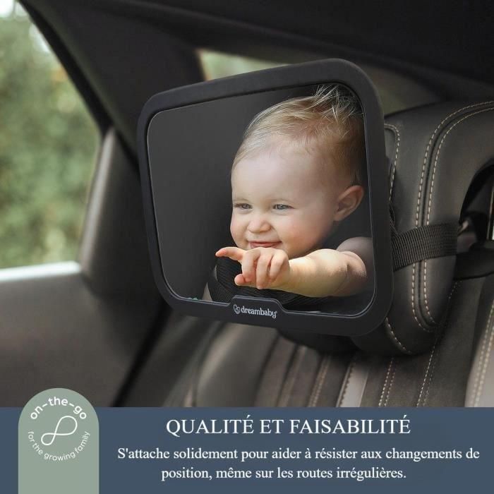 Dreambaby DRE9312742402631 Espejo retrovisor regulable para asiento trasero, rectangular, grande, 20x24 cm, Negro 3