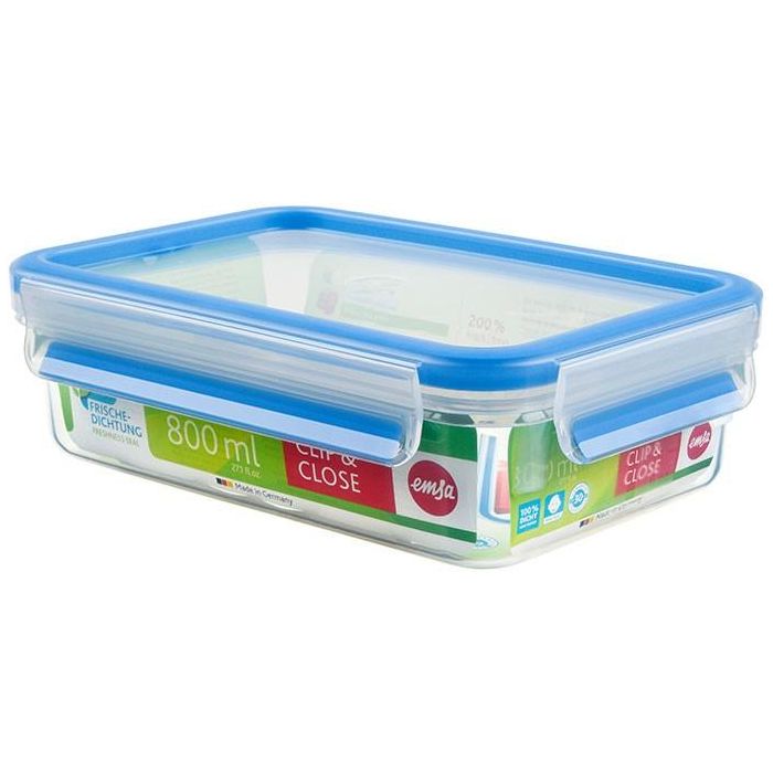 Emsa 508539 Freshness box rectangular 0.8 L transparent/blue