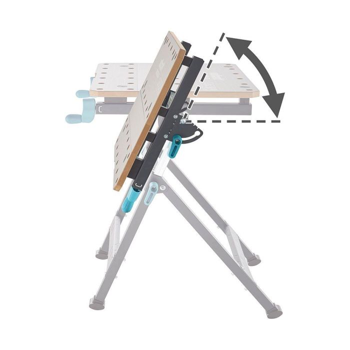 Wolfcraft Mesa de trabajo y sujeción master 650 ergo 6870000 | Altura regulable 780-950mm, Inclinable hasta 65°, Carga hasta 120kg