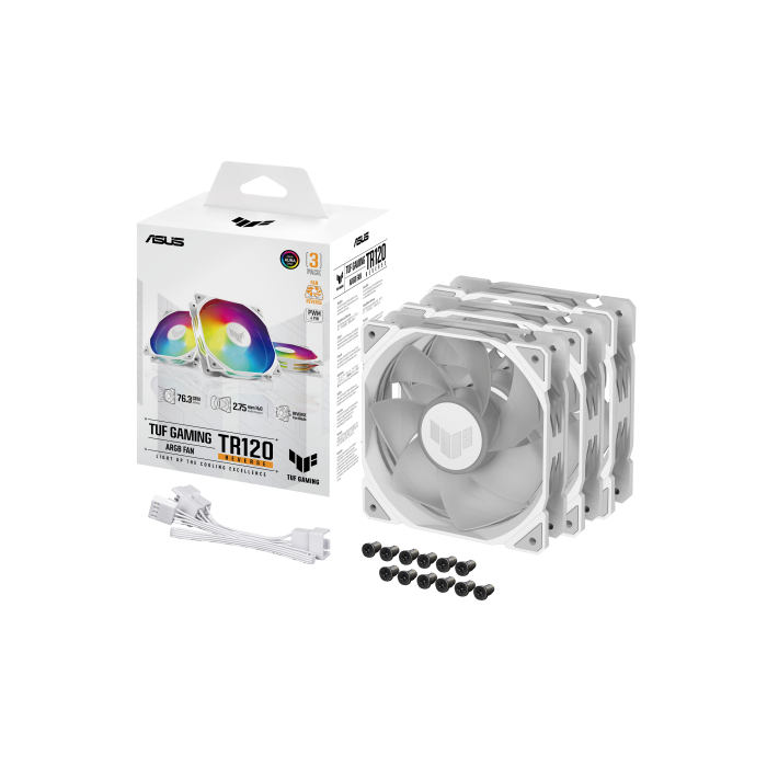 Asus TUF GAMING TR120 ARGB REVERSE 3IN1 White Refrigerador de Aire para Carcasa de Ordenador 12 cm Blanco con Iluminación LED 8