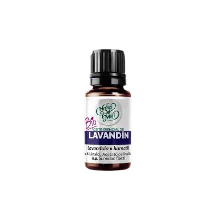 HERBES DEL MOLI Aceite Esencial de Lavandín 10 ml Ecológico - Antiespasmódico, Antibacteriano y Calmante para Uso Tópico y Oral