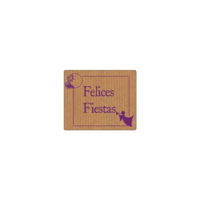 Etiquetas Regalo Adh. Rollo 300 Uds. 60X50 Felices Fiestas Kraft Angel